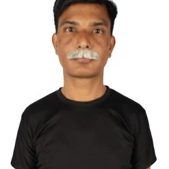 HPO Men's Human Hair Fake Mustache Cosplay Facial Hair Borat (Soft White)