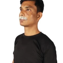 HPO Men's Human Hair Fake Mustache Cosplay Facial Hair Borat (Soft White)