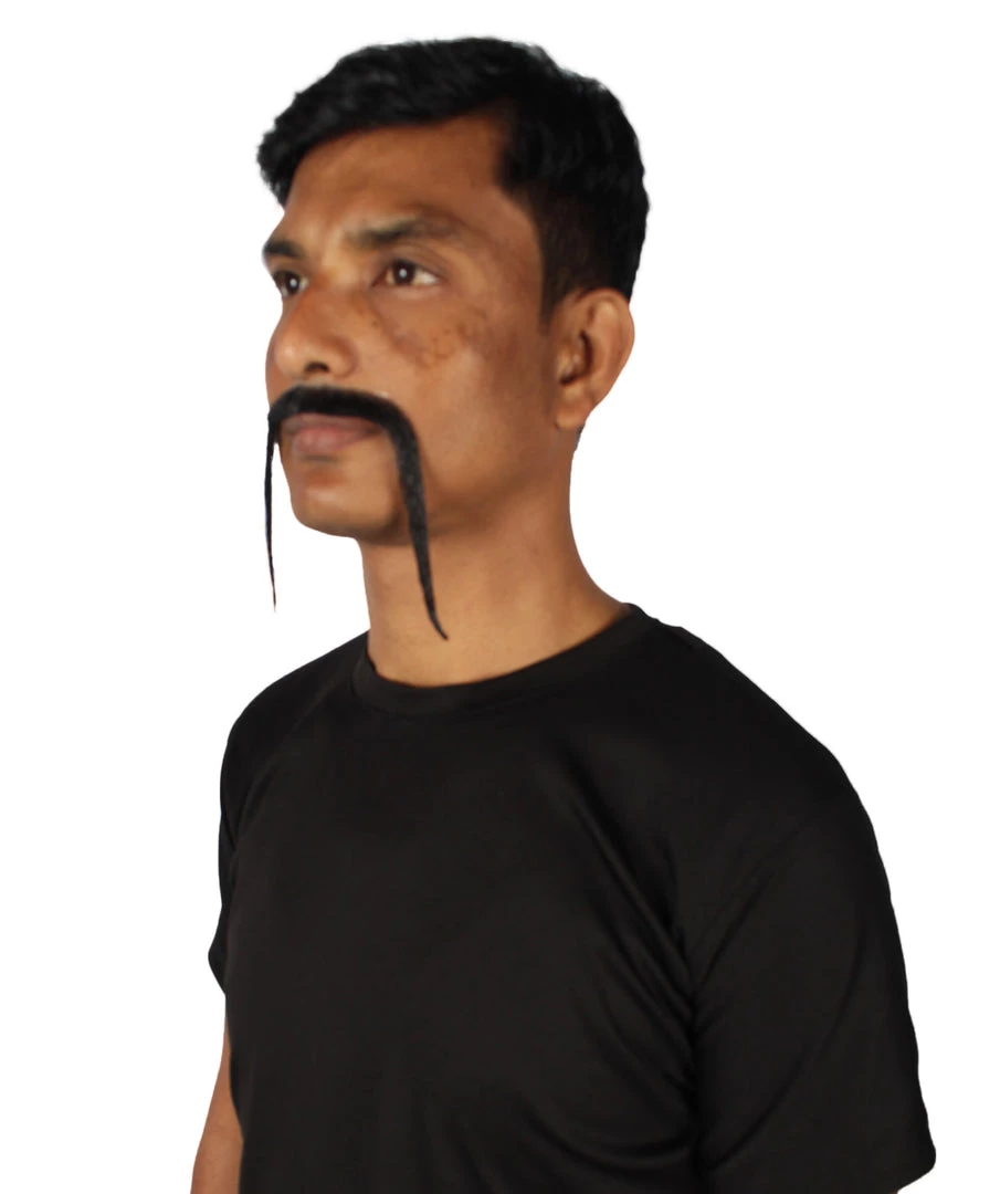 HPO Adult Men's Fu Manchu Fake Human Hair Mustache 17 HPO Adult Men's Fu Manchu Fake Human Hair Mustache