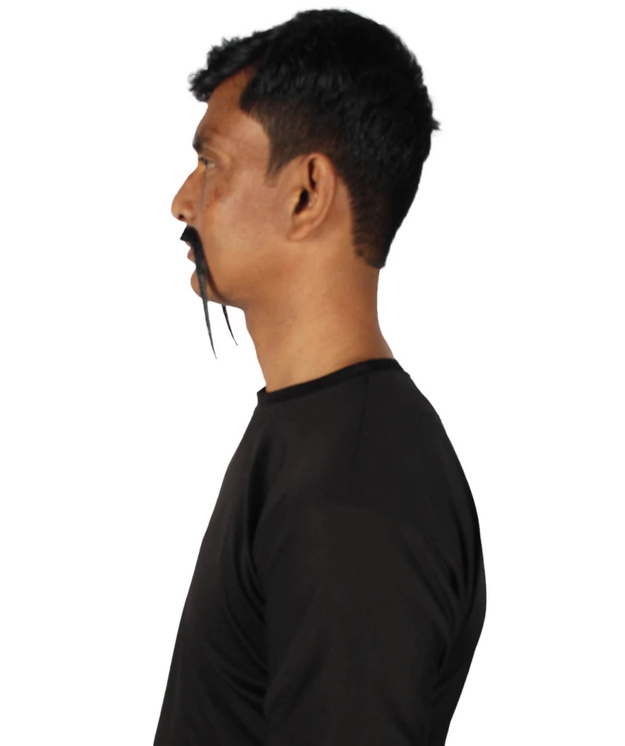 HPO Adult Men's Fu Manchu Fake Human Hair Mustache 18 HPO Adult Men's Fu Manchu Fake Human Hair Mustache