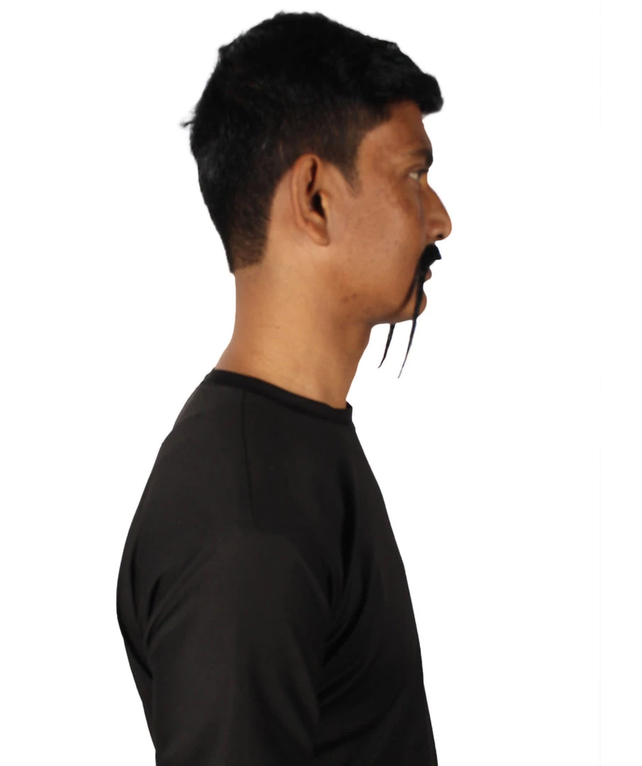 HPO Adult Men's Fu Manchu Fake Human Hair Mustache 19 HPO Adult Men's Fu Manchu Fake Human Hair Mustache