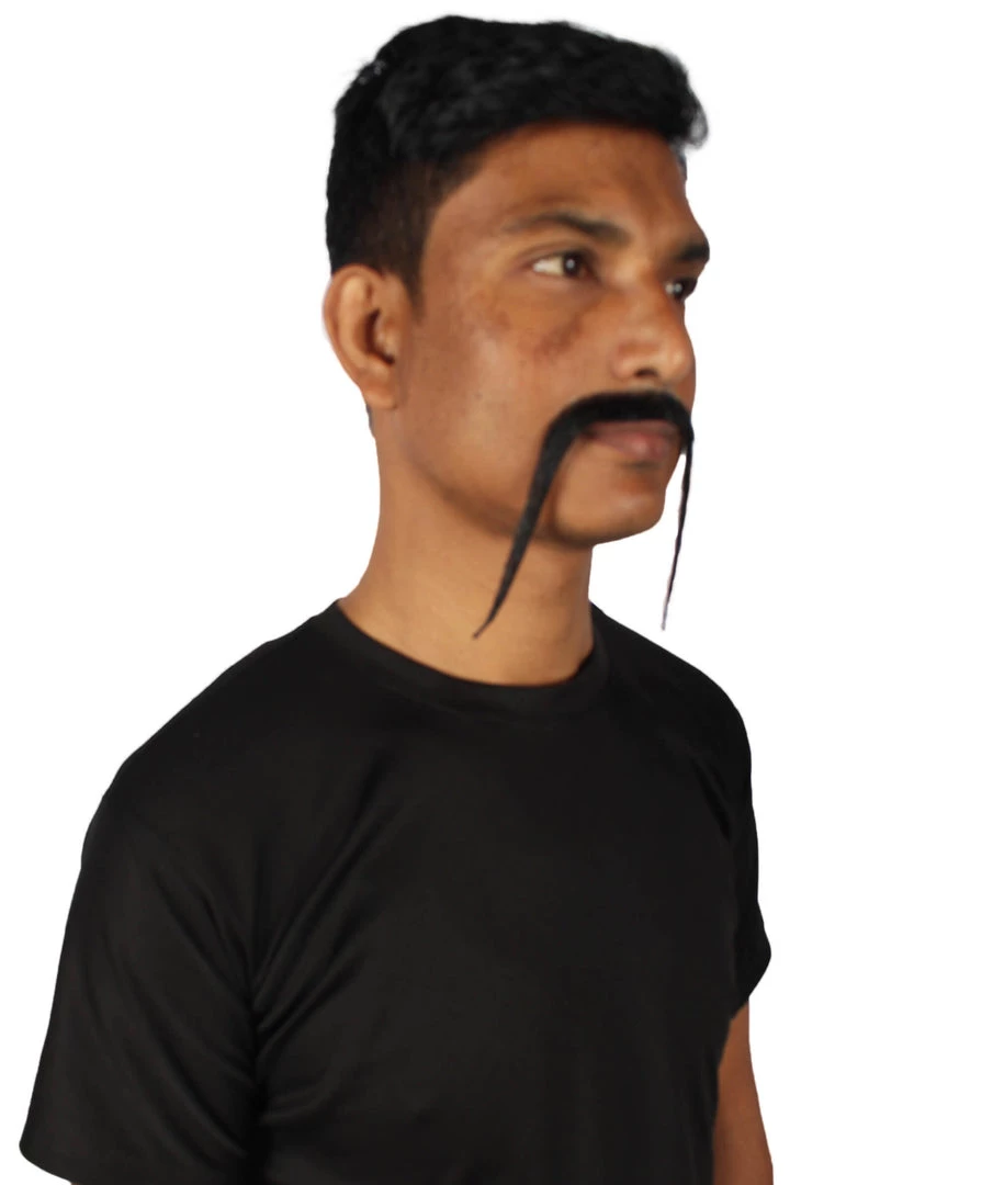 HPO Adult Men's Fu Manchu Fake Human Hair Mustache 20 HPO Adult Men's Fu Manchu Fake Human Hair Mustache