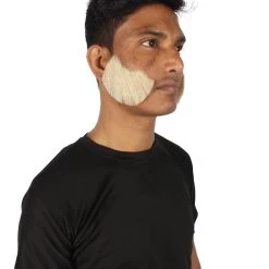 HPO Adult Men's Fake Mutton Chops Side Burns (White)