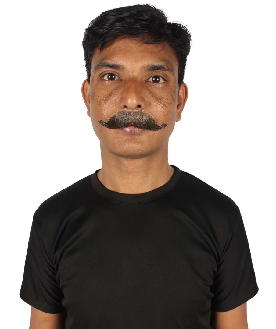 HPO Adult Men's Fake Human Hair Western Doc Mustache | Multiple Color Options 1 HPO Adult Men's Fake Human Hair Western Doc Mustache | Multiple Color Options