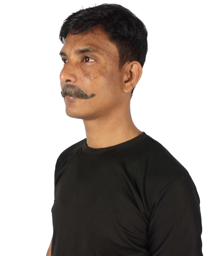 HPO Adult Men's Fake Human Hair Western Doc Mustache | Multiple Color Options 2 HPO Adult Men's Fake Human Hair Western Doc Mustache | Multiple Color Options
