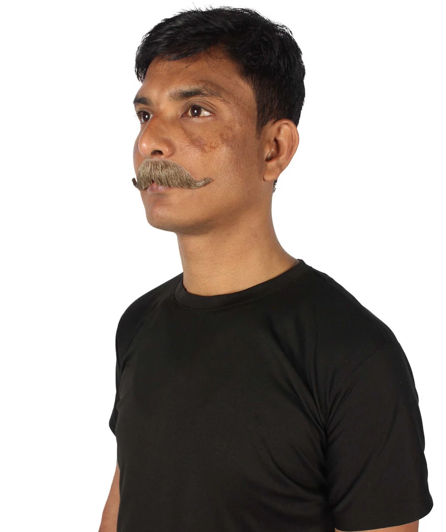 HPO Adult Men's Fake Human Hair Western Doc Mustache | Multiple Color Options 7 HPO Adult Men's Fake Human Hair Western Doc Mustache | Multiple Color Options