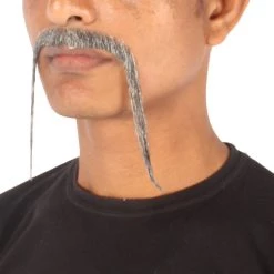 HPO Adult Men's Fu Manchu Fake Human Hair Mustache 26 HPO Adult Men's Fu Manchu Fake Human Hair Mustache