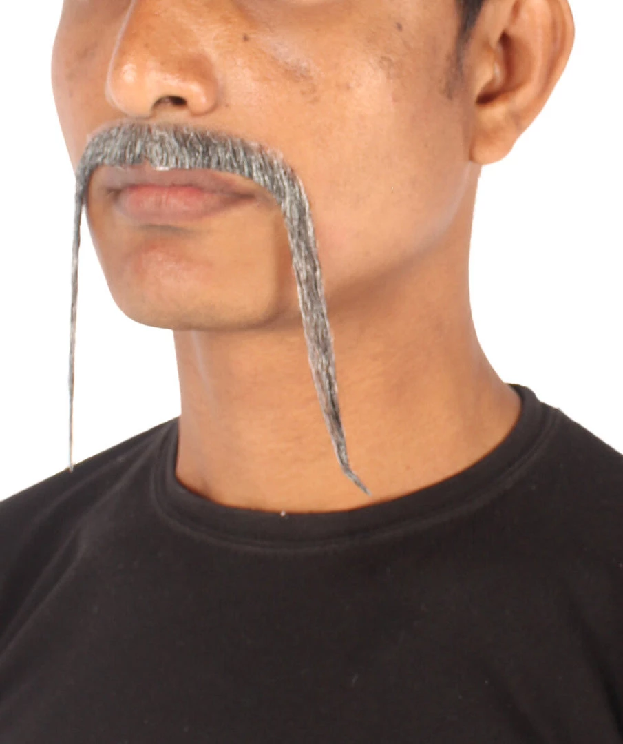 HPO Adult Men's Fu Manchu Fake Human Hair Mustache 7 HPO Adult Men's Fu Manchu Fake Human Hair Mustache
