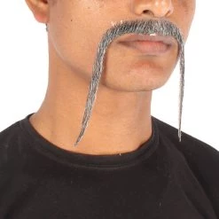 HPO Adult Men's Fu Manchu Fake Human Hair Mustache 29 HPO Adult Men's Fu Manchu Fake Human Hair Mustache
