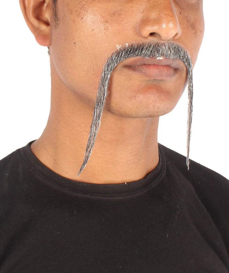 HPO Adult Men's Fu Manchu Fake Human Hair Mustache 10 HPO Adult Men's Fu Manchu Fake Human Hair Mustache