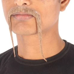 HPO Adult Men's Fu Manchu Fake Human Hair Mustache 31 HPO Adult Men's Fu Manchu Fake Human Hair Mustache