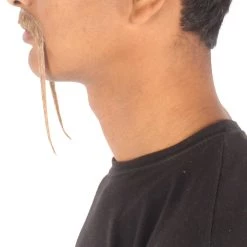 HPO Adult Men's Fu Manchu Fake Human Hair Mustache 32 HPO Adult Men's Fu Manchu Fake Human Hair Mustache