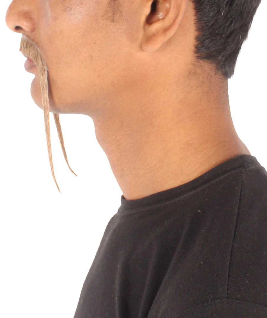 HPO Adult Men's Fu Manchu Fake Human Hair Mustache 13 HPO Adult Men's Fu Manchu Fake Human Hair Mustache