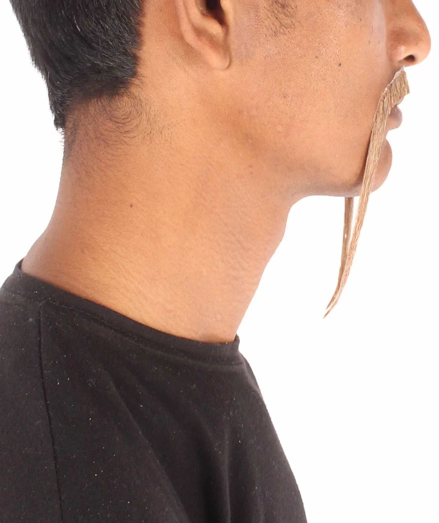 HPO Adult Men's Fu Manchu Fake Human Hair Mustache 14 HPO Adult Men's Fu Manchu Fake Human Hair Mustache