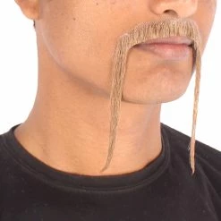 HPO Adult Men's Fu Manchu Fake Human Hair Mustache 34 HPO Adult Men's Fu Manchu Fake Human Hair Mustache