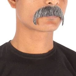 HPO Adult Men's Horseshoe Fake Human Hair Mustache | Facial Hair Multiple Colors Options