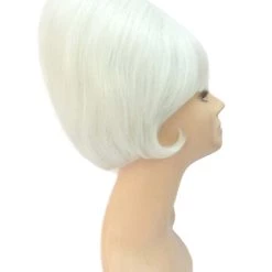 Adult Women's Short And Groovy 60's Beehive Wig, 10" Inches Pure White Updo With Bangs Hair | HPO 10 Adult Women's Short And Groovy 60's Beehive Wig, 10