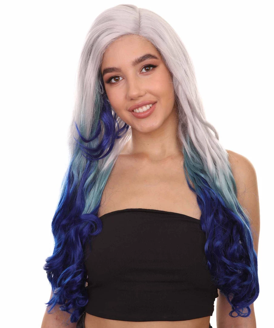Adult Women's 27" Inch Long Length Wavy C-Part Lace Natural Blue White Ombre Hairline Icon Beauty Wig, 100% Heat Resistant Fibers, Perfect For Your Everyday Wear And Styling To Your Expectations! | Nunique 1 Adult Women's 27" Inch Long Length Wavy C-Part Lace Natural Blue White Ombre Hairline Icon Beauty Wig, 100% Heat Resistant Fibers, Perfect For Your Everyday Wear And Styling To Your Expectations! | Nunique