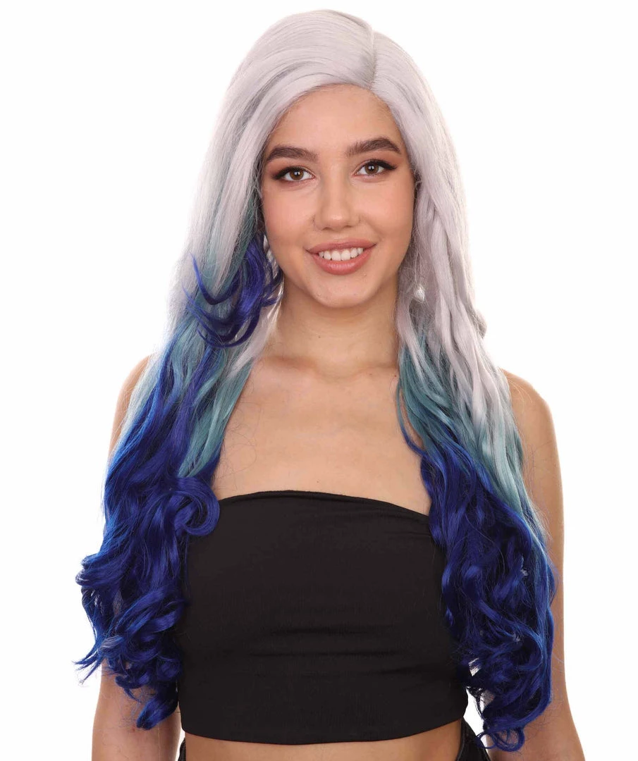 Adult Women's 27" Inch Long Length Wavy C-Part Lace Natural Blue White Ombre Hairline Icon Beauty Wig, 100% Heat Resistant Fibers, Perfect For Your Everyday Wear And Styling To Your Expectations! | Nunique 2 Adult Women's 27" Inch Long Length Wavy C-Part Lace Natural Blue White Ombre Hairline Icon Beauty Wig, 100% Heat Resistant Fibers, Perfect For Your Everyday Wear And Styling To Your Expectations! | Nunique