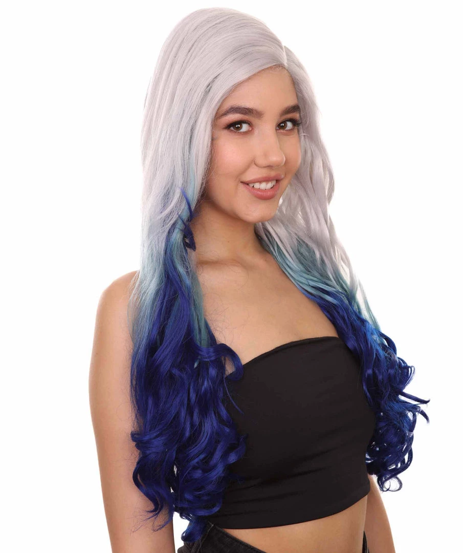 Adult Women's 27" Inch Long Length Wavy C-Part Lace Natural Blue White Ombre Hairline Icon Beauty Wig, 100% Heat Resistant Fibers, Perfect For Your Everyday Wear And Styling To Your Expectations! | Nunique 7 Adult Women's 27" Inch Long Length Wavy C-Part Lace Natural Blue White Ombre Hairline Icon Beauty Wig, 100% Heat Resistant Fibers, Perfect For Your Everyday Wear And Styling To Your Expectations! | Nunique