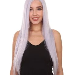 Adult Women's 29" Inch Long Length Straight 360 Lace Front Natural Platinum Silver Hairline Beauty Wig, 100% Heat Resistant Fibers, Perfect For Your Everyday Wear And Styling To Your Expectations! | Nunique