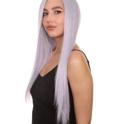 Adult Women's 29" Inch Long Length Straight 360 Lace Front Natural Platinum Silver Hairline Beauty Wig, 100% Heat Resistant Fibers, Perfect For Your Everyday Wear And Styling To Your Expectations! | Nunique 9 Adult Women's 29