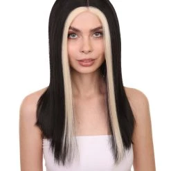 Adult Women's 18" Inch Long Length Straight 4x4 Lace Front Natural Black Blonde Highlight Icon Beauty Wig, 100% Heat Resistant Fibers, Perfect For Your Everyday Wear And Styling To Your Expectations | Nunique