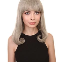 Adult Women's 12" Inch Medium Length Straight Side/Back Lace Natural Blonde Bangs Hairline Beauty Wig, 100% Heat Resistant Fibers, Perfect For Your Everyday Wear And Styling To Your Expectations! | Nunique