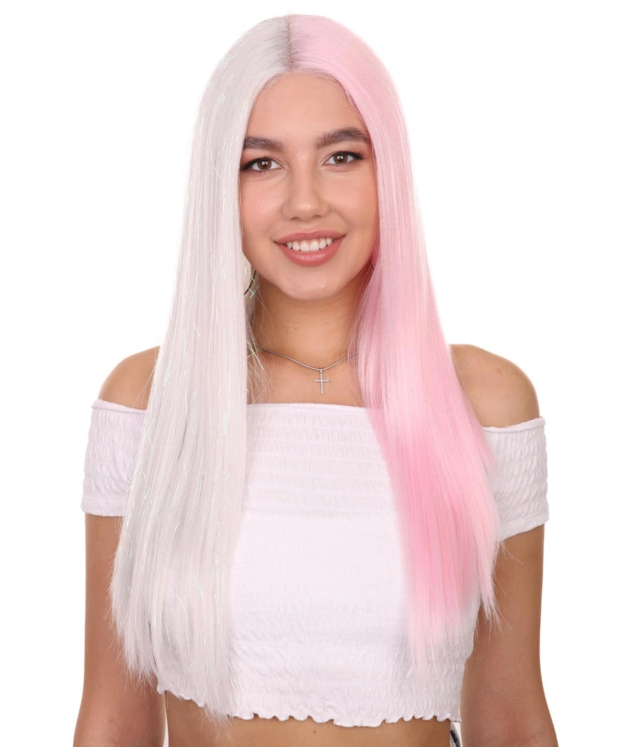 Adult Women's 20" Inch Long Length Straight 4x4 Lace Front Natural 2-Tone Pink White Icon Beauty Wig, 100% Heat Resistant Fibers, Perfect For Your Everyday Wear And Styling To Your Expectations! | Nunique 1 Adult Women's 20" Inch Long Length Straight 4x4 Lace Front Natural 2-Tone Pink White Icon Beauty Wig, 100% Heat Resistant Fibers, Perfect For Your Everyday Wear And Styling To Your Expectations! | Nunique