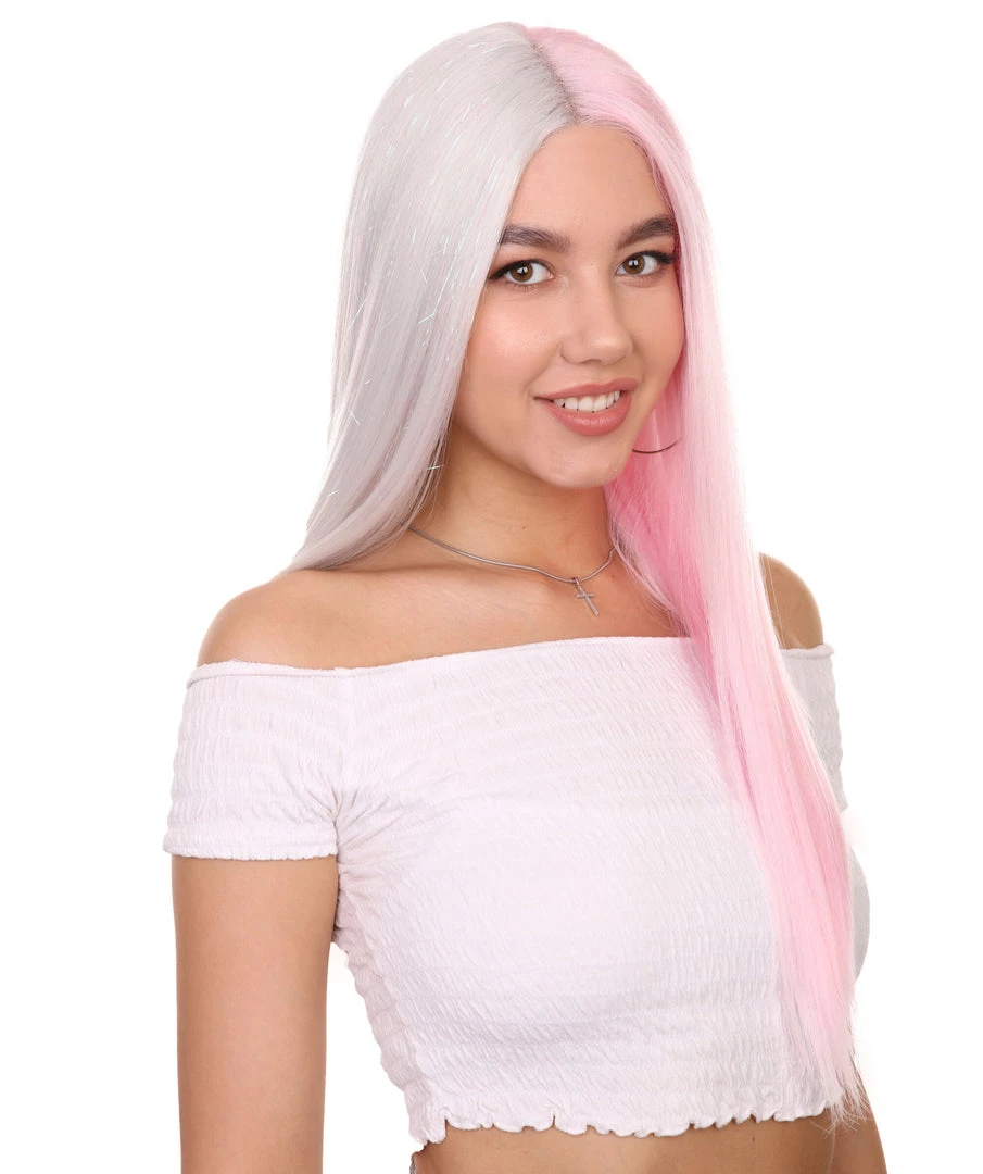 Adult Women's 20" Inch Long Length Straight 4x4 Lace Front Natural 2-Tone Pink White Icon Beauty Wig, 100% Heat Resistant Fibers, Perfect For Your Everyday Wear And Styling To Your Expectations! | Nunique 6 Adult Women's 20" Inch Long Length Straight 4x4 Lace Front Natural 2-Tone Pink White Icon Beauty Wig, 100% Heat Resistant Fibers, Perfect For Your Everyday Wear And Styling To Your Expectations! | Nunique