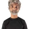 Adult Men's 10" Inch Short Length Halloween Cosplay Wise Old Man Grandpa Sinner Costume Wig, Synthetic Fiber Hair With Beard And Mustache, | HPO