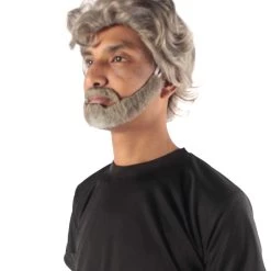 Adult Men's 10" Inch Short Length Halloween Cosplay Wise Old Man Grandpa Sinner Costume Wig, Synthetic Fiber Hair With Beard And Mustache, | HPO