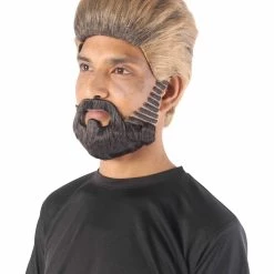 Adult Men's 10" Inch Short Length Straight Halloween Cosplay Pyromaniac Beach Bum Flicker Character Costume Wig, Synthetic Soft Fiber Hair With Black Beard | HPO