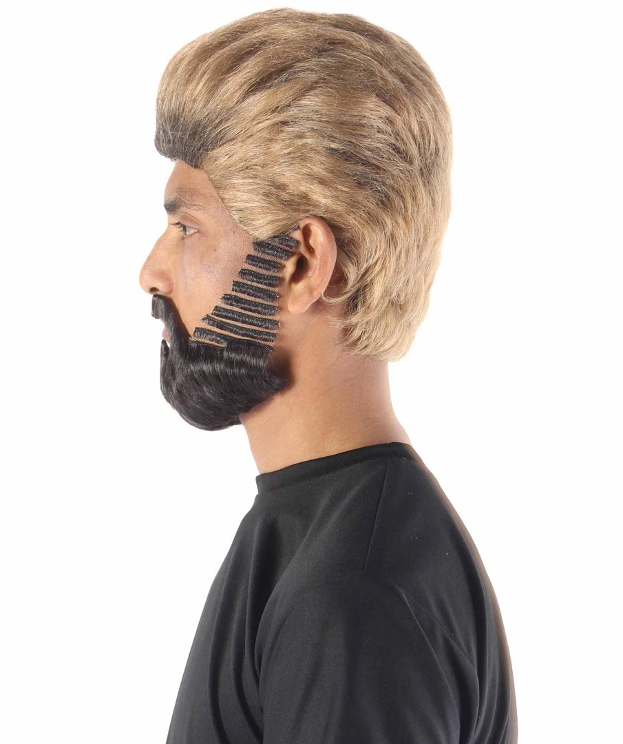 Adult Men's 10" Inch Short Length Straight Halloween Cosplay Pyromaniac Beach Bum Flicker Character Costume Wig, Synthetic Soft Fiber Hair With Black Beard | HPO 3 Adult Men's 10" Inch Short Length Straight Halloween Cosplay Pyromaniac Beach Bum Flicker Character Costume Wig, Synthetic Soft Fiber Hair With Black Beard | HPO