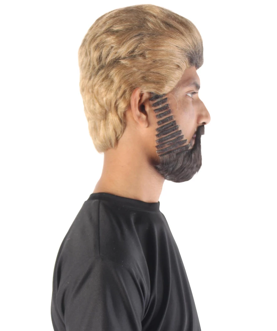 Adult Men's 10" Inch Short Length Straight Halloween Cosplay Pyromaniac Beach Bum Flicker Character Costume Wig, Synthetic Soft Fiber Hair With Black Beard | HPO 5 Adult Men's 10" Inch Short Length Straight Halloween Cosplay Pyromaniac Beach Bum Flicker Character Costume Wig, Synthetic Soft Fiber Hair With Black Beard | HPO