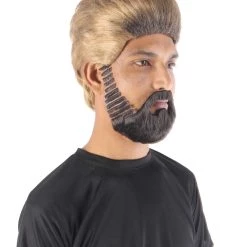 Adult Men's 10" Inch Short Length Straight Halloween Cosplay Pyromaniac Beach Bum Flicker Character Costume Wig, Synthetic Soft Fiber Hair With Black Beard | HPO 14 Adult Men's 10