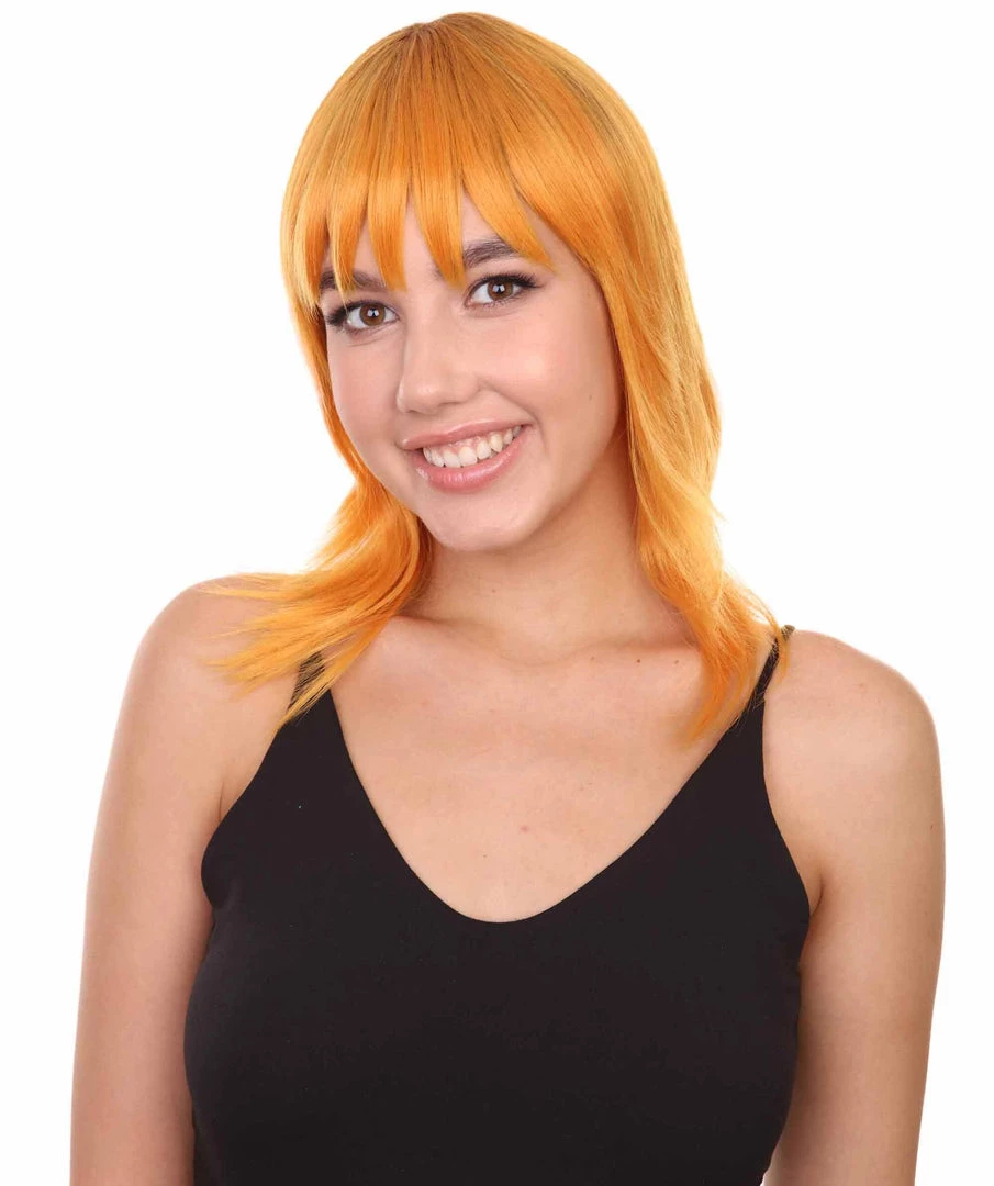 Nunique Adult Women's 17" Inch Long Length Halloween Cosplay Orange Pop Singer Mullet Wig, Synthetic Soft Fiber Hair, Perfect For Your Next Festival And Group Anime Party! | Nunique 1 Nunique Adult Women's 17" Inch Long Length Halloween Cosplay Orange Pop Singer Mullet Wig, Synthetic Soft Fiber Hair, Perfect For Your Next Festival And Group Anime Party! | Nunique