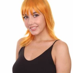 Nunique Adult Women's 17" Inch Long Length Halloween Cosplay Orange Pop Singer Mullet Wig, Synthetic Soft Fiber Hair, Perfect For Your Next Festival And Group Anime Party! | Nunique 10 Nunique Adult Women's 17