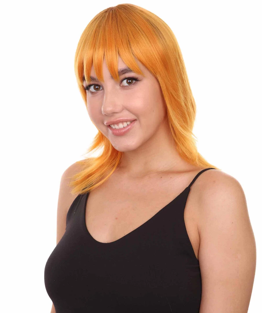 Nunique Adult Women's 17" Inch Long Length Halloween Cosplay Orange Pop Singer Mullet Wig, Synthetic Soft Fiber Hair, Perfect For Your Next Festival And Group Anime Party! | Nunique 3 Nunique Adult Women's 17" Inch Long Length Halloween Cosplay Orange Pop Singer Mullet Wig, Synthetic Soft Fiber Hair, Perfect For Your Next Festival And Group Anime Party! | Nunique