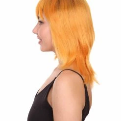 Nunique Adult Women's 17" Inch Long Length Halloween Cosplay Orange Pop Singer Mullet Wig, Synthetic Soft Fiber Hair, Perfect For Your Next Festival And Group Anime Party! | Nunique 11 Nunique Adult Women's 17