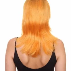 Nunique Adult Women's 17" Inch Long Length Halloween Cosplay Orange Pop Singer Mullet Wig, Synthetic Soft Fiber Hair, Perfect For Your Next Festival And Group Anime Party! | Nunique 12 Nunique Adult Women's 17