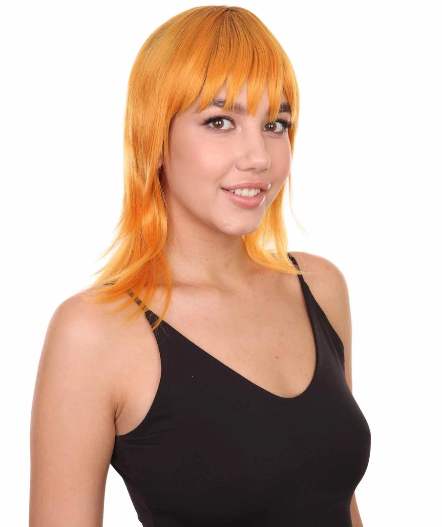 Nunique Adult Women's 17" Inch Long Length Halloween Cosplay Orange Pop Singer Mullet Wig, Synthetic Soft Fiber Hair, Perfect For Your Next Festival And Group Anime Party! | Nunique 7 Nunique Adult Women's 17" Inch Long Length Halloween Cosplay Orange Pop Singer Mullet Wig, Synthetic Soft Fiber Hair, Perfect For Your Next Festival And Group Anime Party! | Nunique