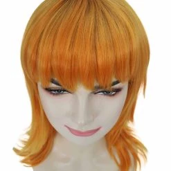 Nunique Adult Women's 17" Inch Long Length Halloween Cosplay Orange Pop Singer Mullet Wig, Synthetic Soft Fiber Hair, Perfect For Your Next Festival And Group Anime Party! | Nunique 15 Nunique Adult Women's 17