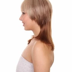 Adult Women's 16" Inch Long Length Halloween Cosplay Brown American Actress Mullet Wig, Synthetic Soft Fiber Hair, Perfect For Your Next Festival And Group Anime Party! | Nunique