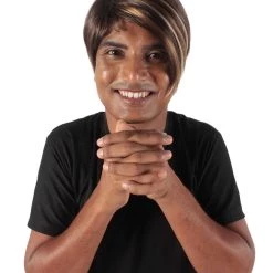 HPO Adult Men's Light Brown Dark Blonde Highlights Stefon Wig With Sideburns