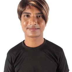 HPO Adult Men's Light Brown Dark Blonde Highlights Stefon Wig With Sideburns