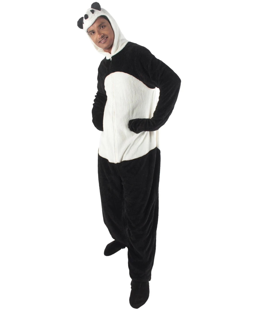 HPO Adult Men's Black And White Straight Long Jumpsuit Panda Costume Bundle 1 HPO Adult Men's Black And White Straight Long Jumpsuit Panda Costume Bundle