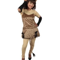 HPO Adult Women's Brows Leopard Costume Bundlen And Black Dres