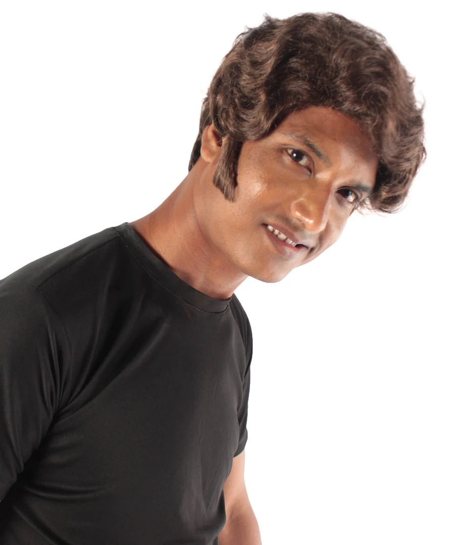 HPO Adult Men's Halloween Baroque Brown Renaissance Wig With Long Side Burns 1 HPO Adult Men's Halloween Baroque Brown Renaissance Wig With Long Side Burns