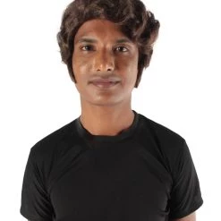 HPO Adult Men's Halloween Baroque Brown Renaissance Wig With Long Side Burns